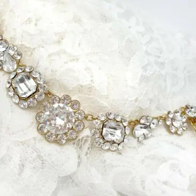 Gold bespoke crystal bridal hair vine
