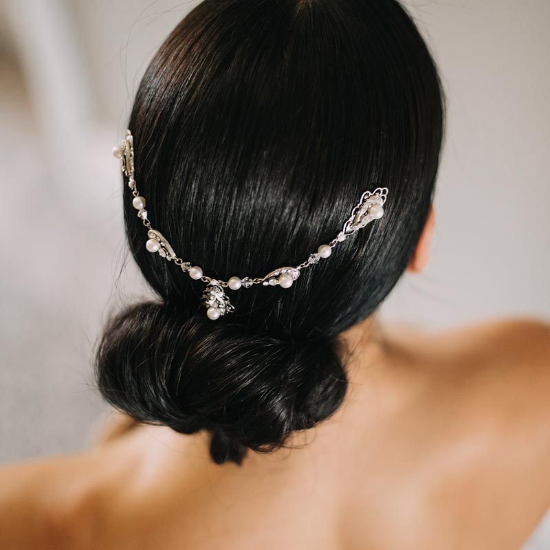 Pearl and crystal bridal hair piece