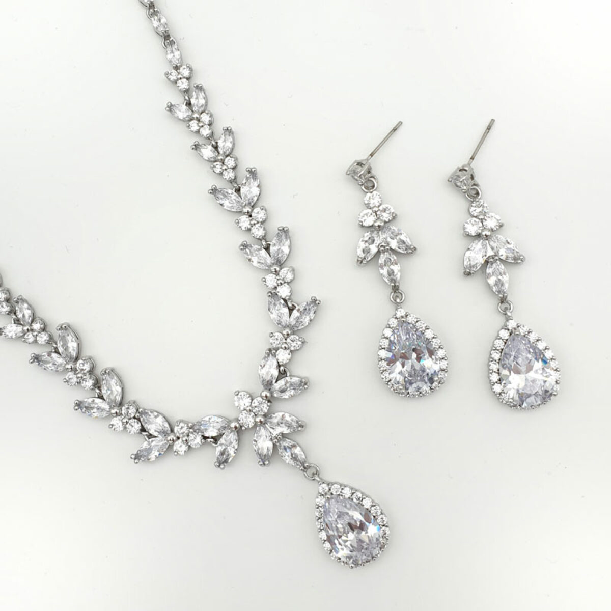 Sandy' Silver Necklace Set (Clear Or Blue) Glam Couture