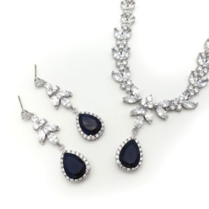 Blue bridal necklace set