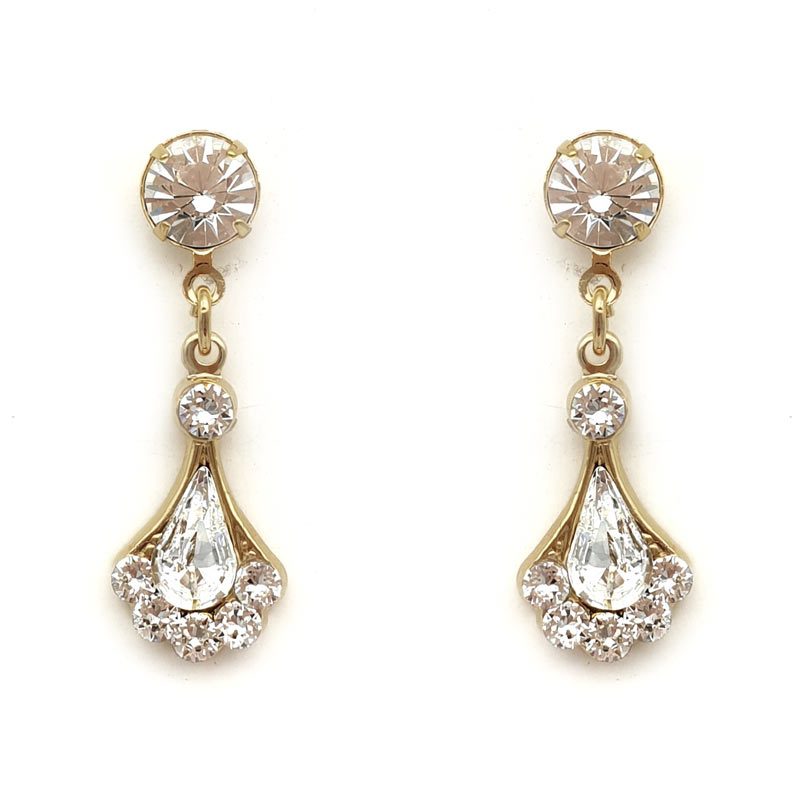 gold swarovski crystal drop earrings