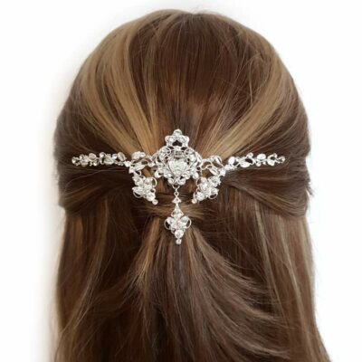 silver swarovski bridal hair comb
