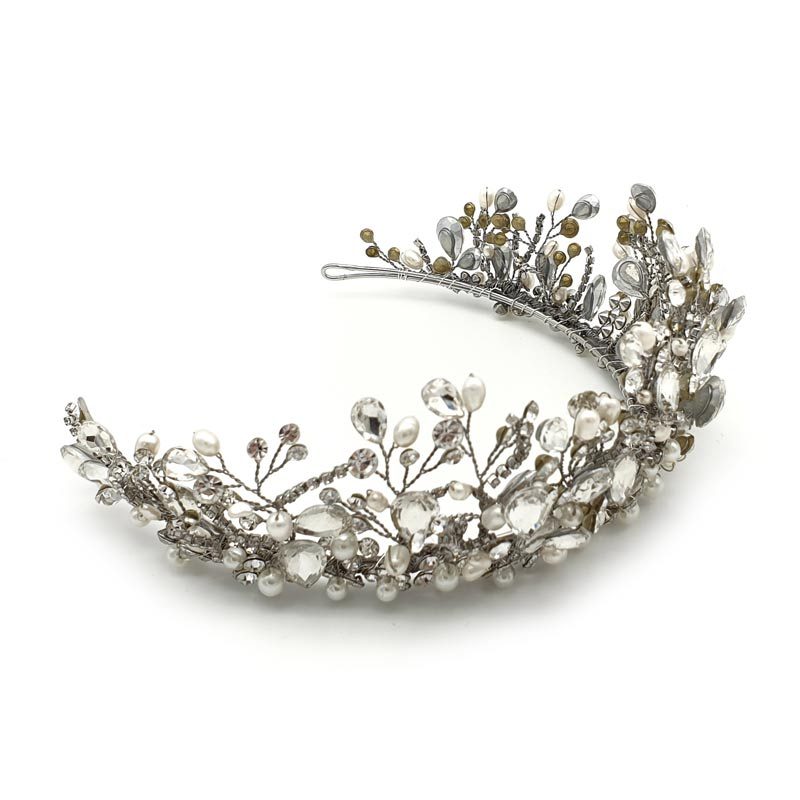 Stunning pearl and crystal bridal crown