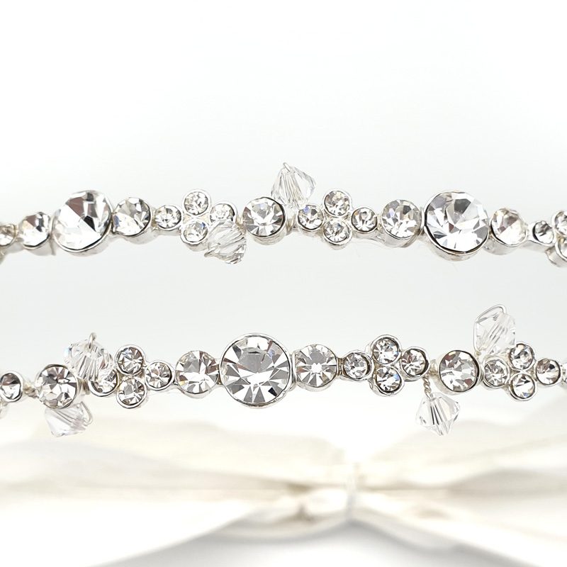Silver crystal wedding stefana crowns