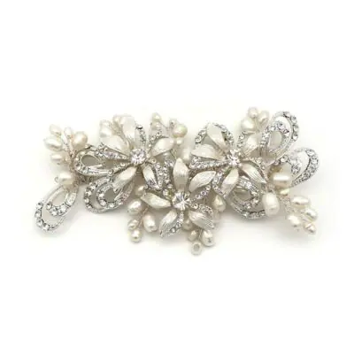 silver floral bridal hair piece