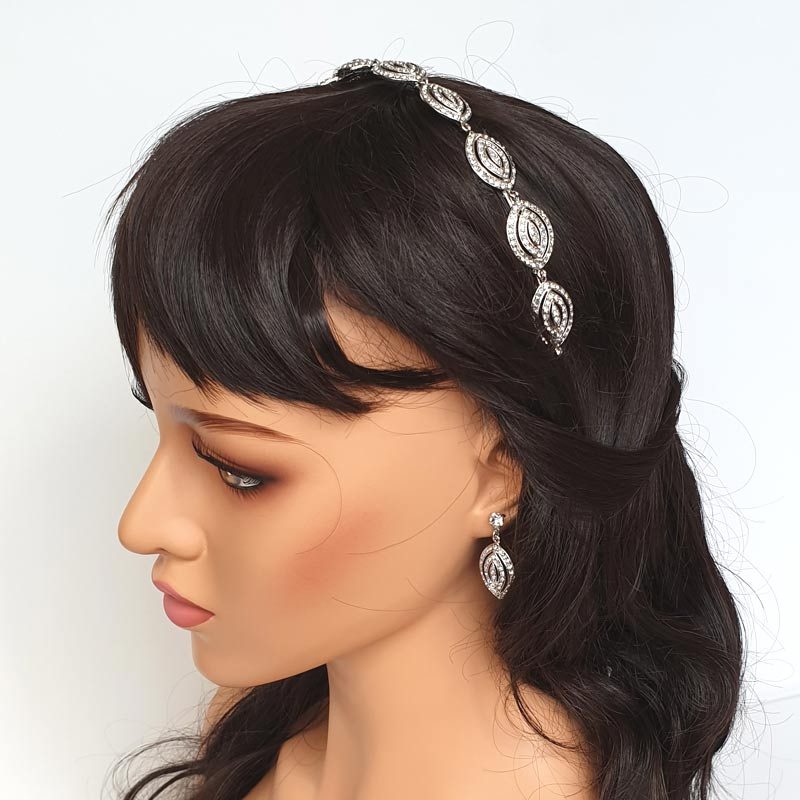 Silver art deco bridal headband