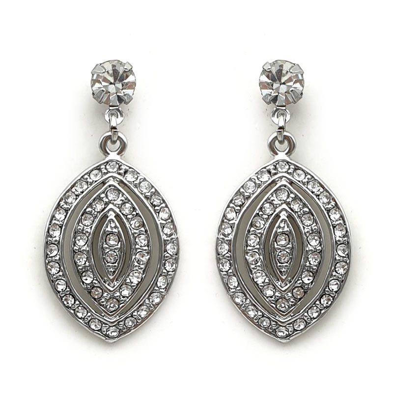silver art deco drop earrings