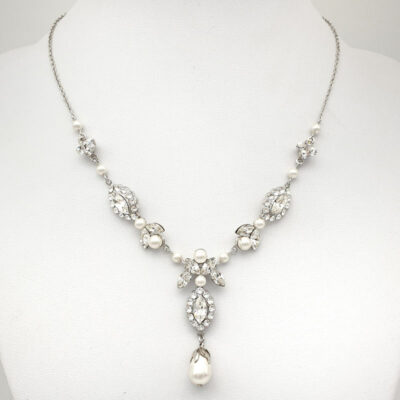 pearl and crystal bridal necklace