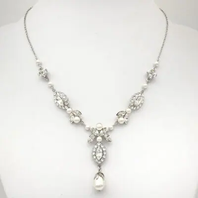 pearl and crystal bridal necklace