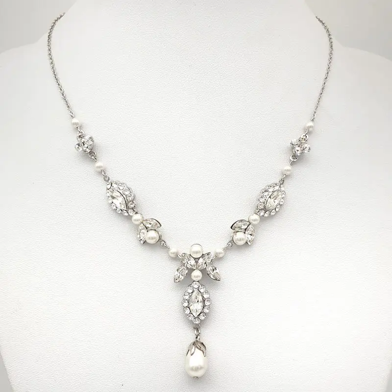 Pearl and crystal bridal necklace