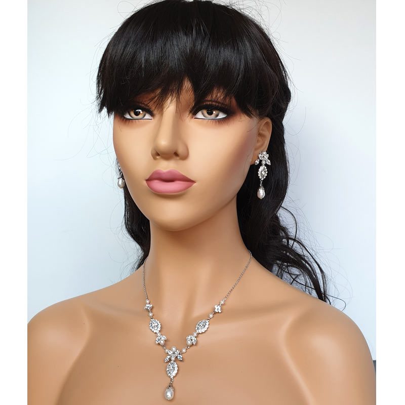 swarovski pearl and crystal bridal necklace