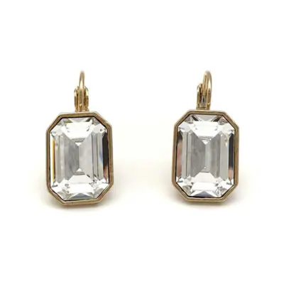 emerald cut swarovski crystal drop earrings