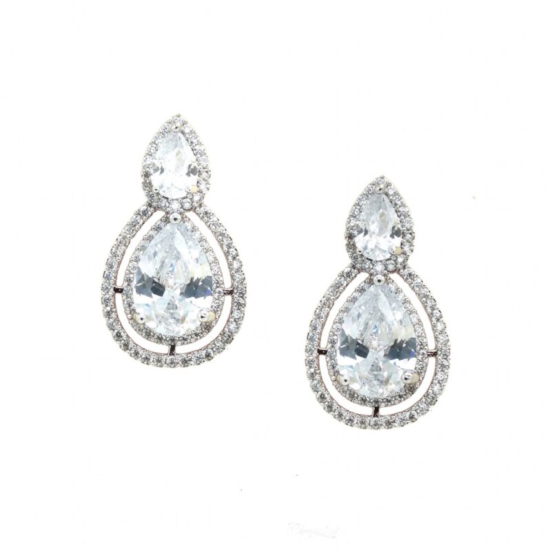 silver pear shaped stud earrings