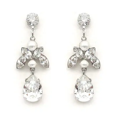 Swarovski crystal and pearl bridal earrings