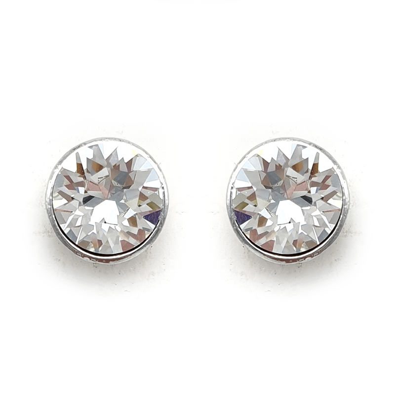 silver swarovski crystal stud earrings