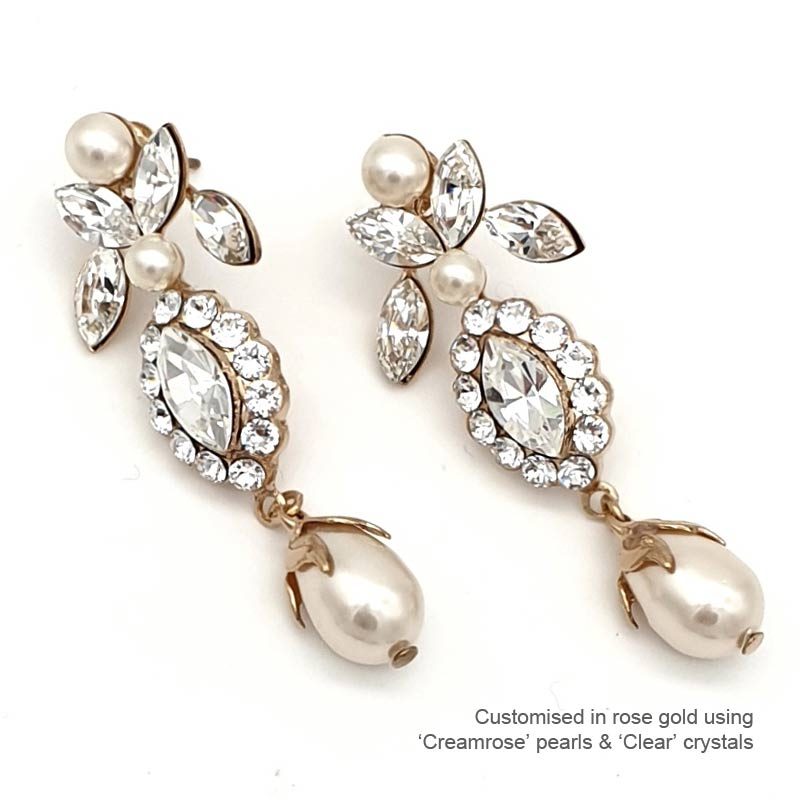 rose gold pearl drop earrings