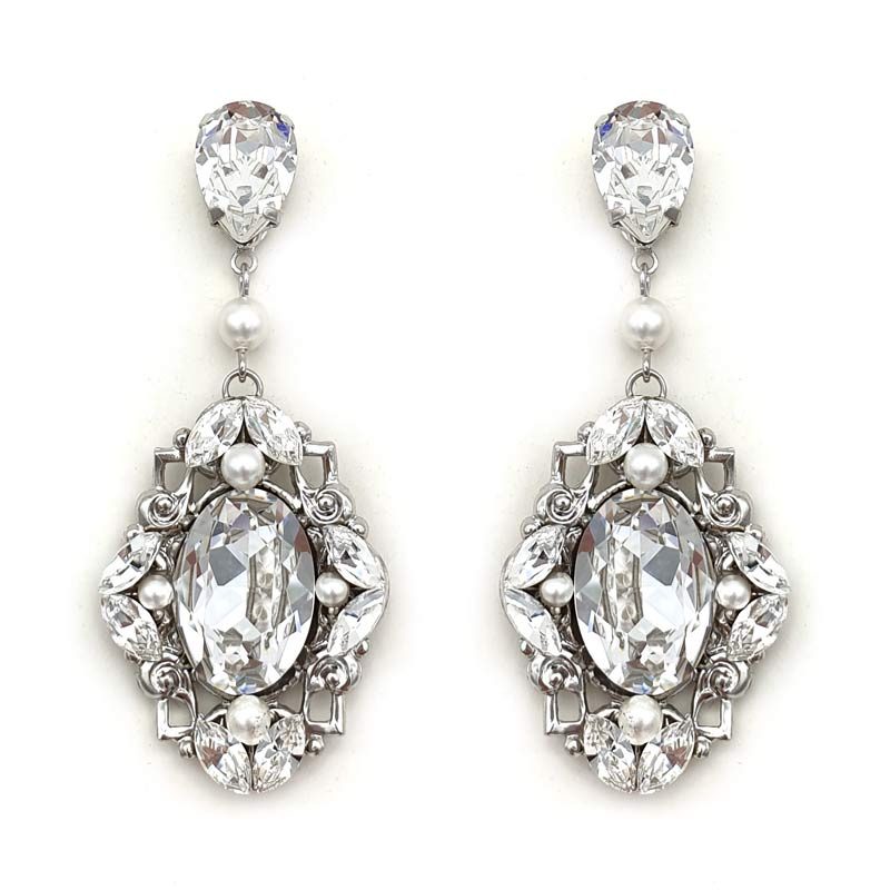 swarovski pearl and crystal large earrings