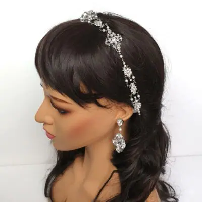 pearl and crystal bridal ribboned headband