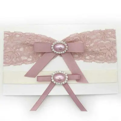 blush lace bridal garter set