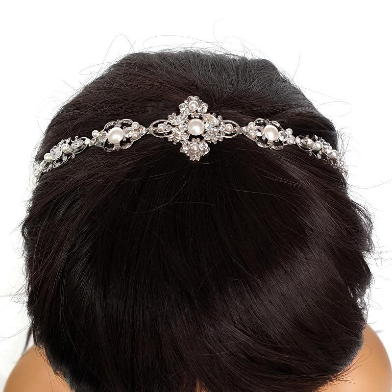 crystal pearl bridal headband