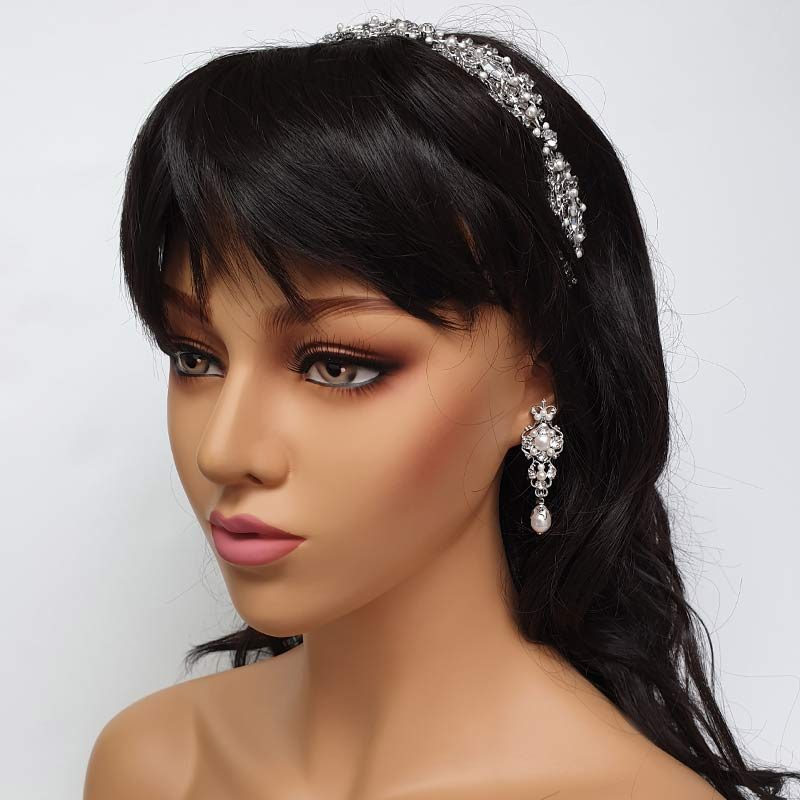 Swarovski pearl and crystal bridal earrings