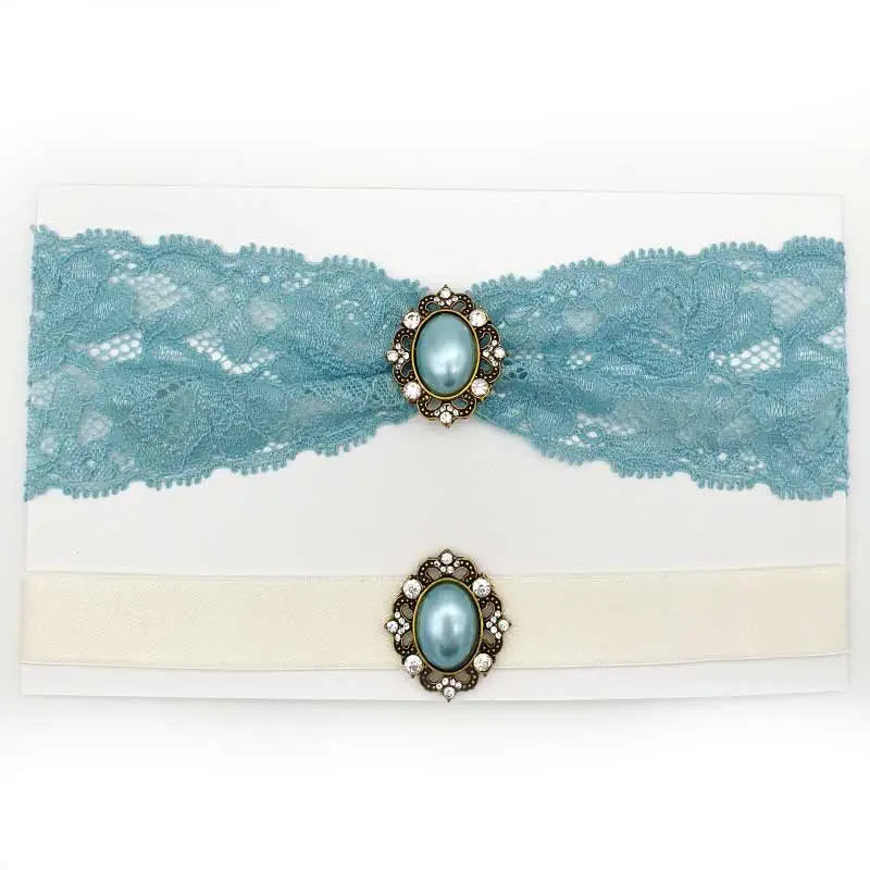 blue lace garter set