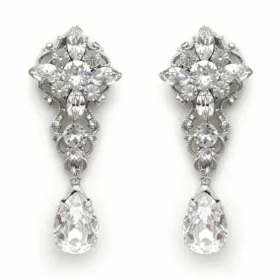 Silver Swarovski bridal earrings