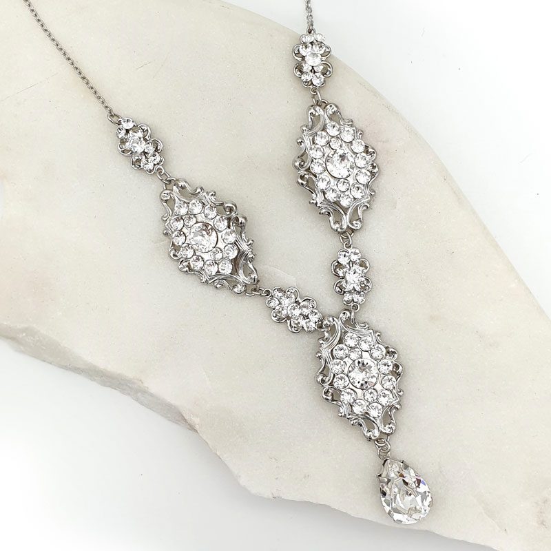Silver Swarovski bridal necklace