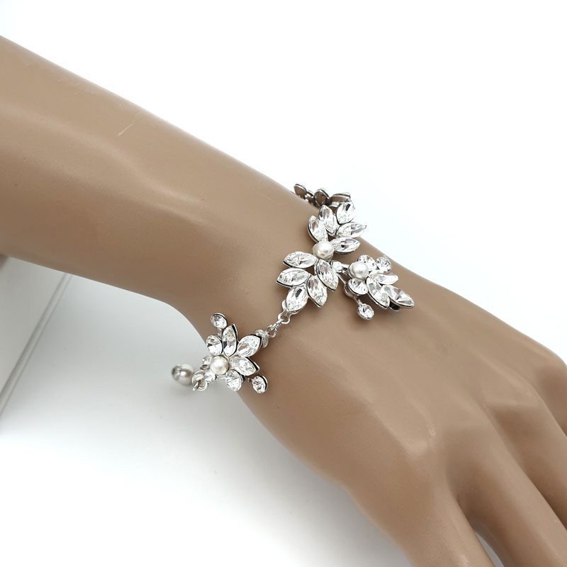 Swarovski crystal and pearl bridal bracelet