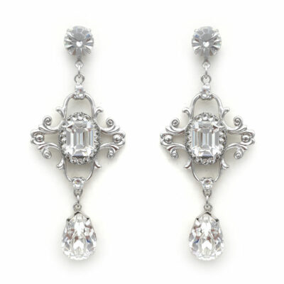 Silver Swarovski crystal bridal earrings