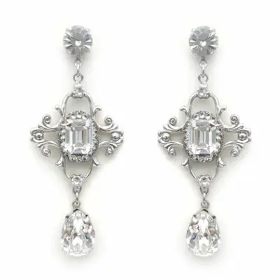Silver Swarovski crystal bridal earrings