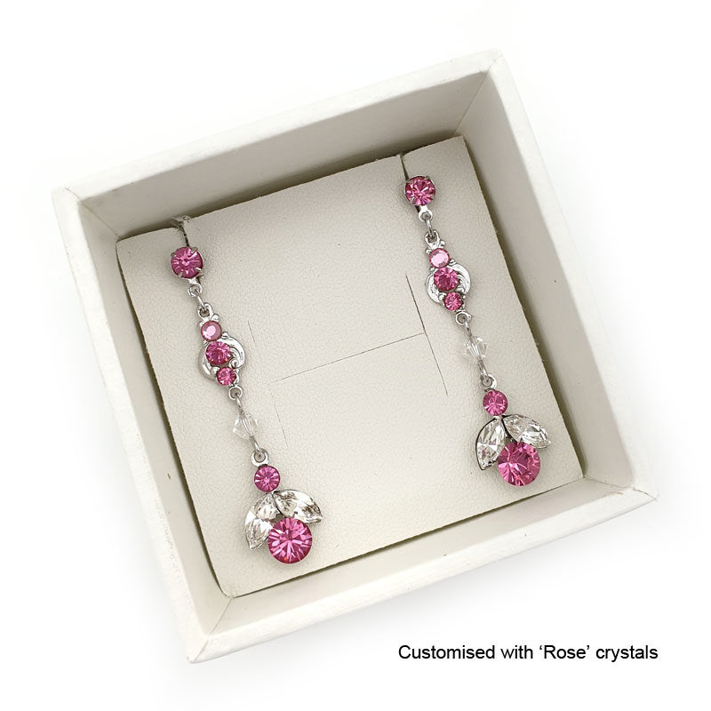 pink swarovski crystal earrings