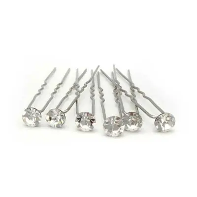 silver crystal hair pins