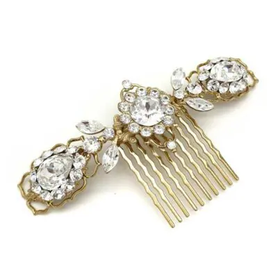 Gold Swarovski crystal bridal hair comb