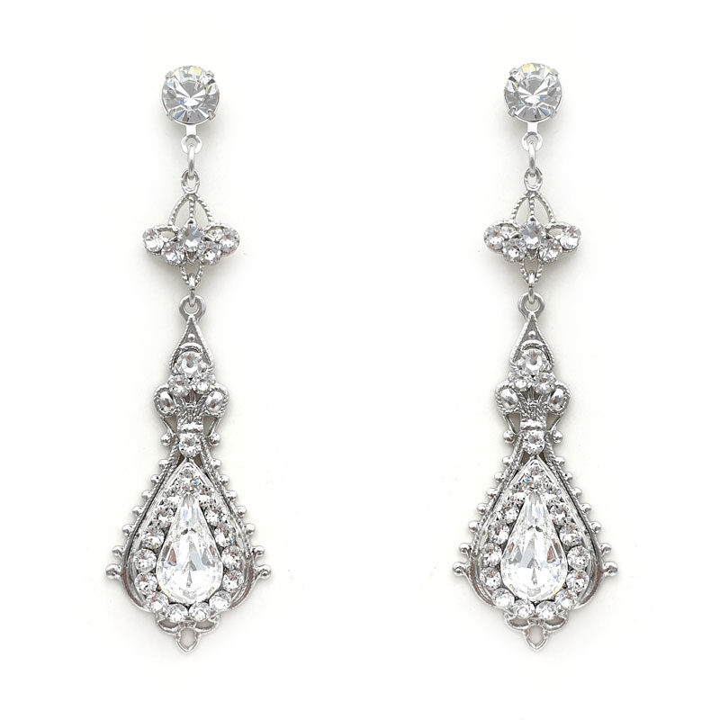 Long Swarovski crystal drop earrings