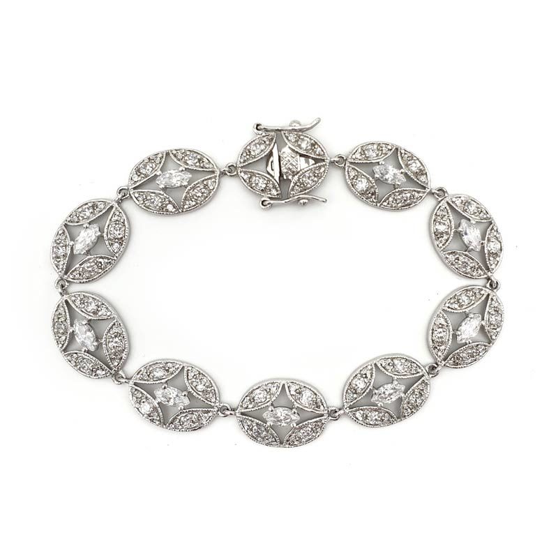 Silver art deco bridal bracelet