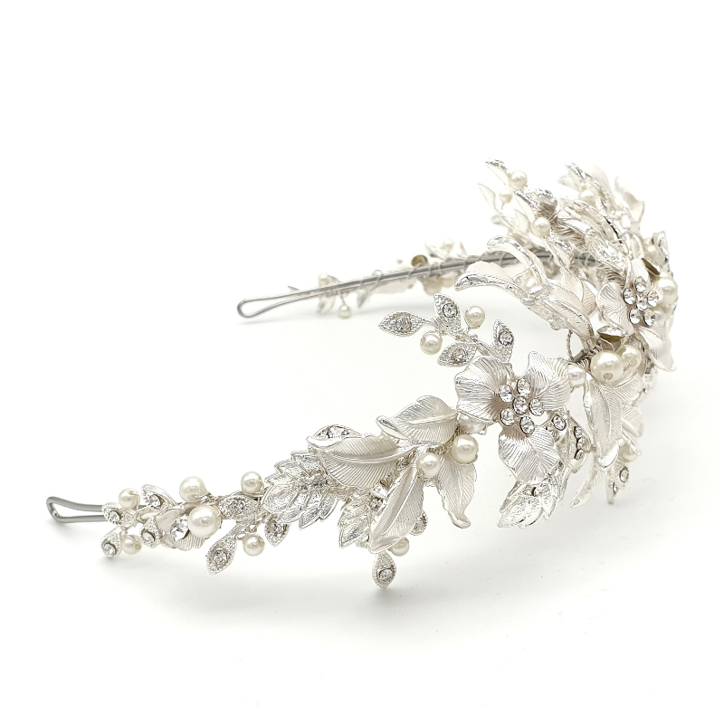 Flroal pearl bridal headband