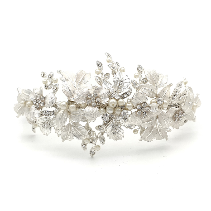 Silver floral statement headband