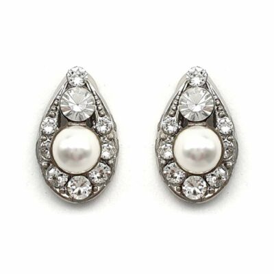 Crystal and pearl clip on earrings