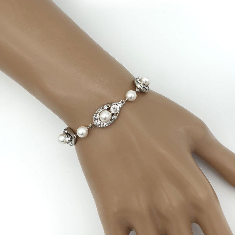 Crystal and pearl bridal bracelet
