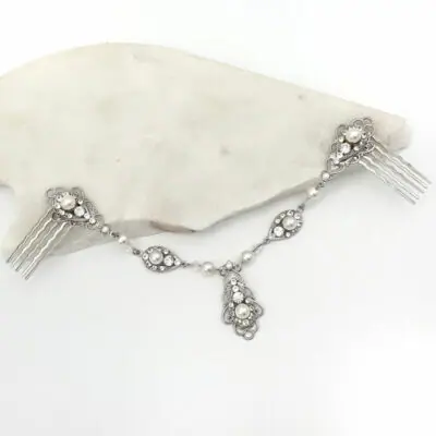 Swarovski crystal and pearl bridal hair vine