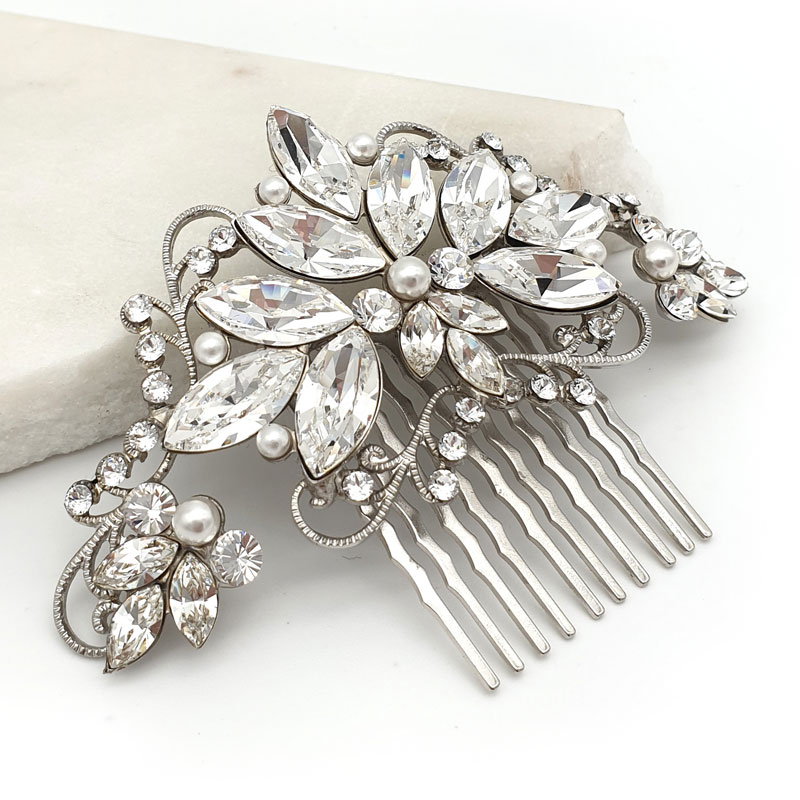 Vivian' Bespoke Hair Comb (Silver/Gold/Rose Gold) | Glam Couture