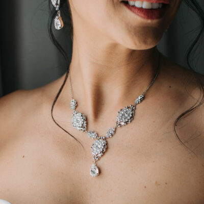 Crystal bespoke bridal necklace set