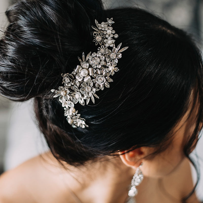 Floral bespoke statement bridal hair comb