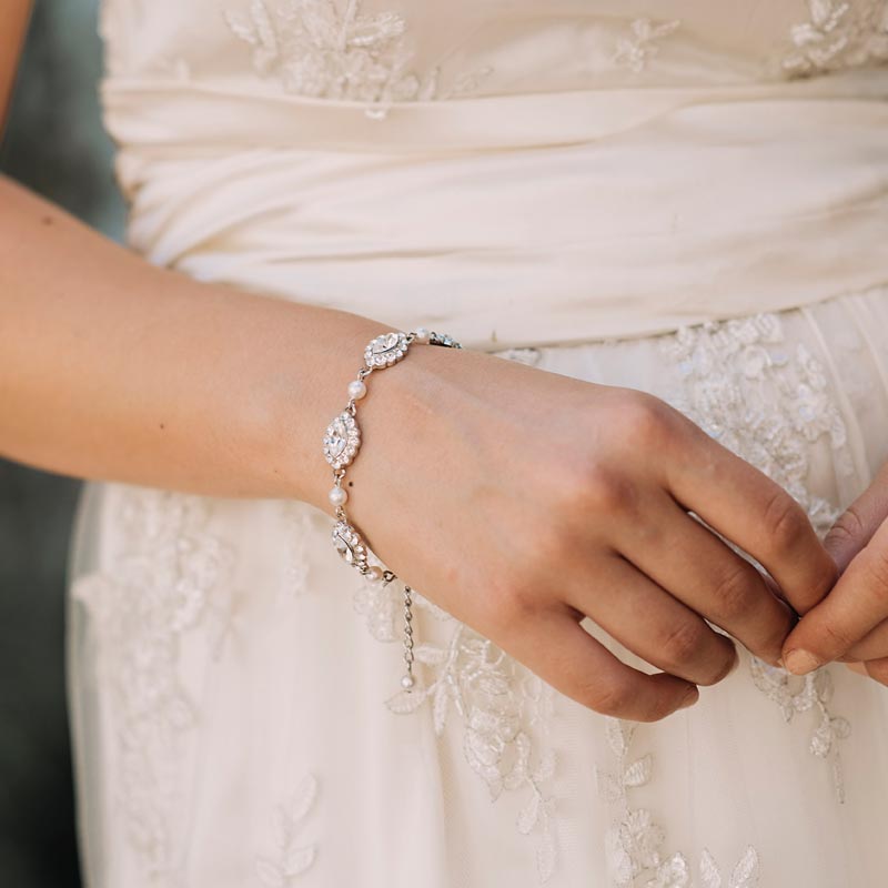 Pearl and crystal bespoke bridal bracelet