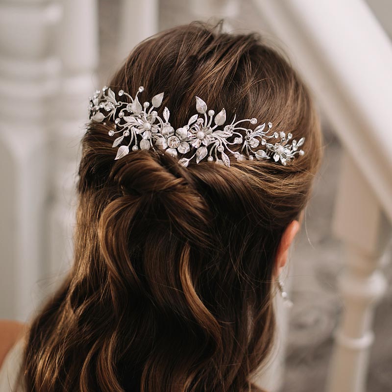 Pearl and crystal bespoke bridal hair piece