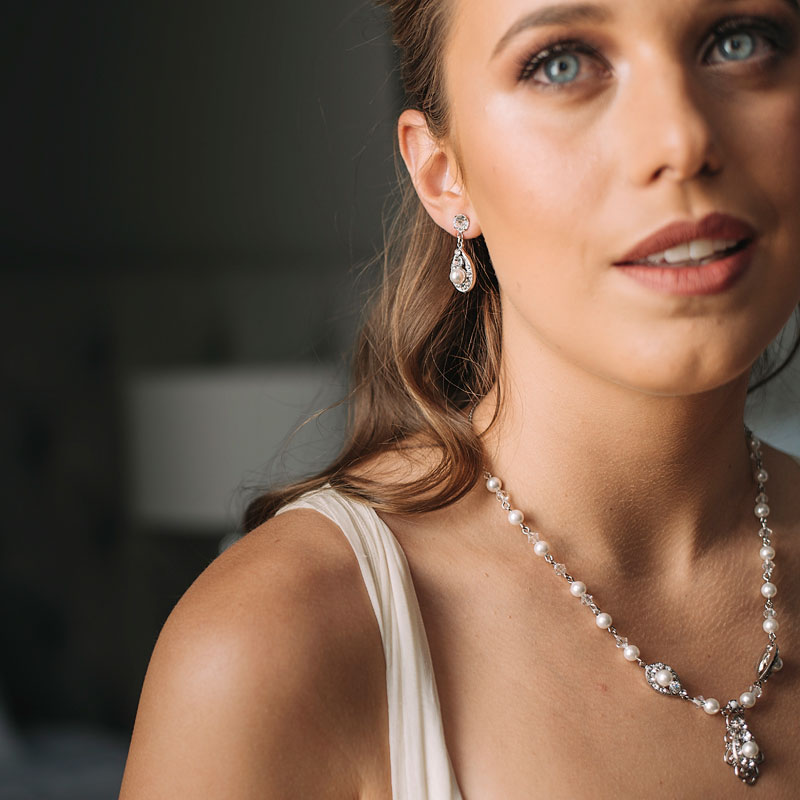 Pearl and crystal bridal bespoke necklace