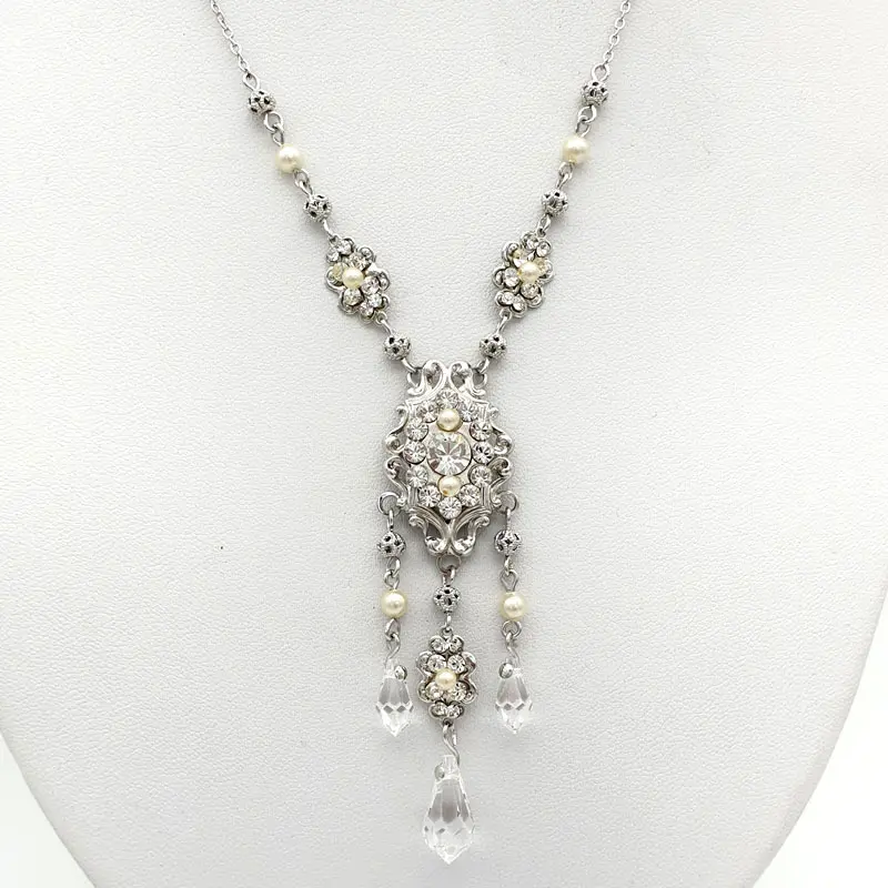 Swarovski pearl and crystal bridal necklace