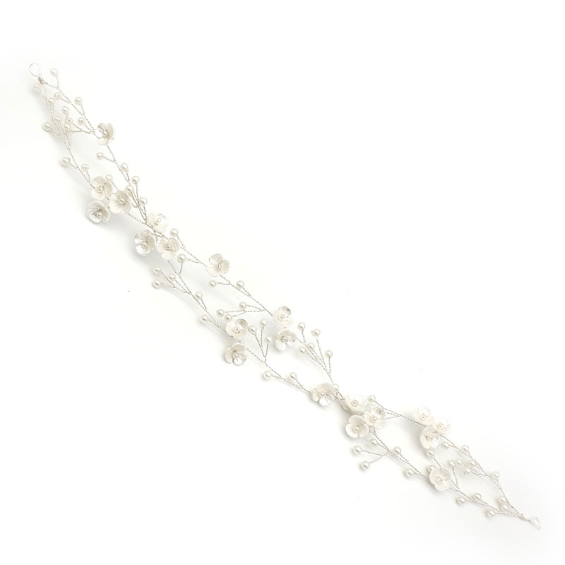 Silver pearl bridal hair vine