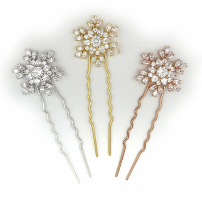Silver, gold, and rose gold bridal hair pins